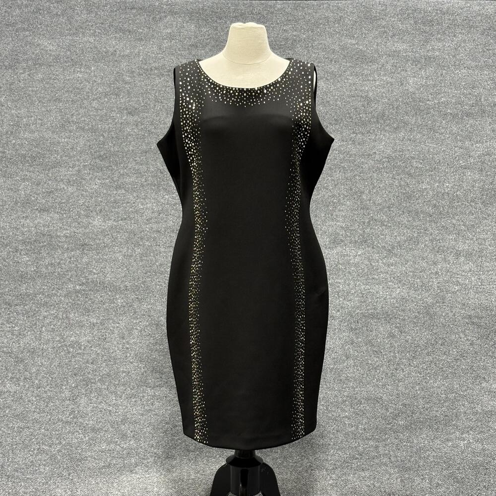 Calvin Klein Dress Womens 16 Sheath Sleeveless Studded Stretch Cocktail Glam